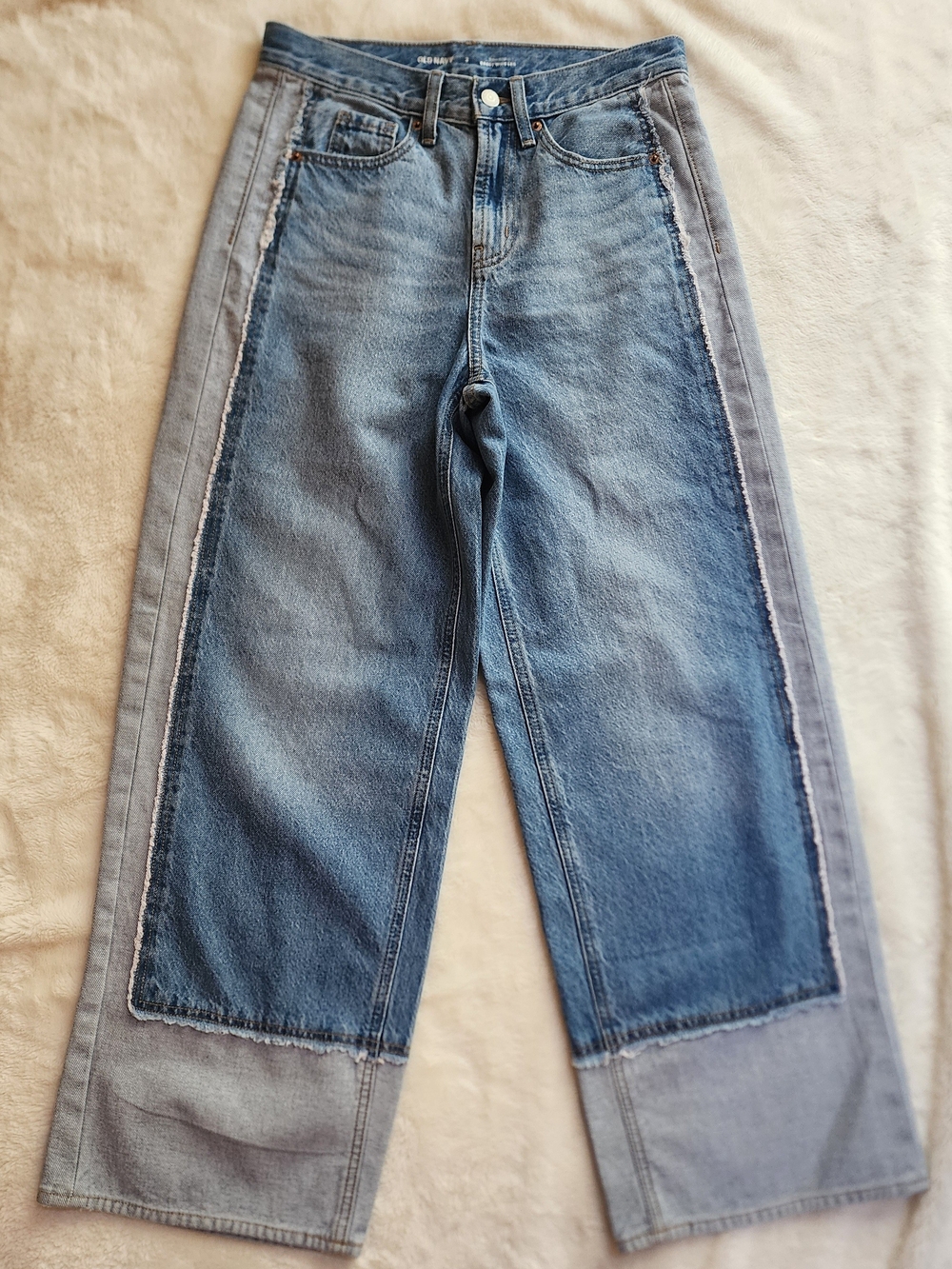 Women's Old Navy Two-Tone Blue Patchwork Baggy Wide Leg Jeans